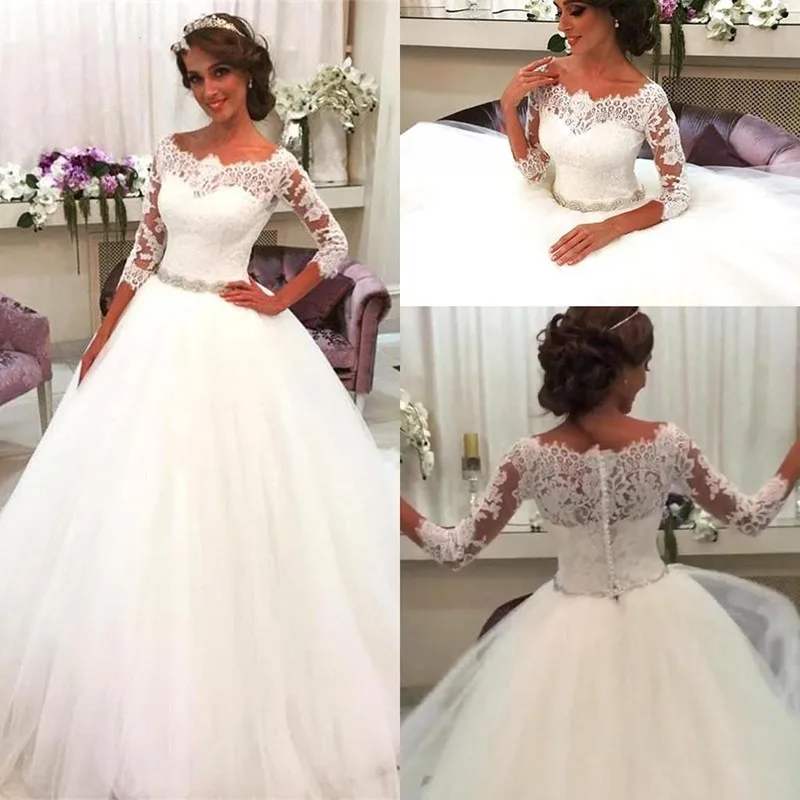 

Long Sleeve Lace Wedding Dresses Ball Gown Turkey Plus Size Bride Bridal Weding Weeding Dresses Wedding Gowns 2019