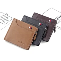 men short wallet male credit card holder small slim money bag vintage black short purse pu leather multi function money clip