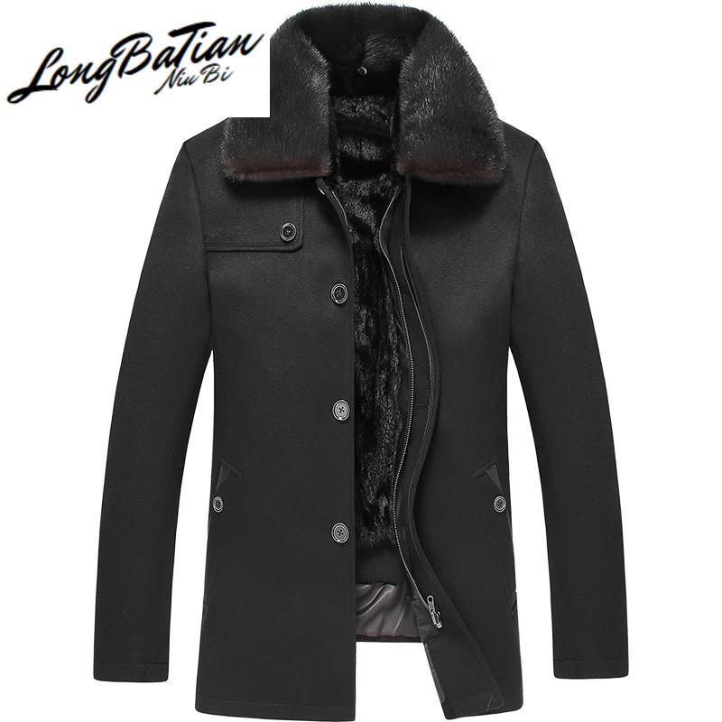 Мех 2020 натуральное пальто мужская зимняя куртка теплая шерсть кашемировое