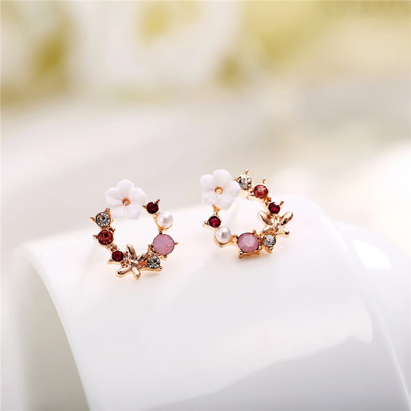 DoreenBeads серьги гвоздики из розового золота Цвет Бабочка животное цветок