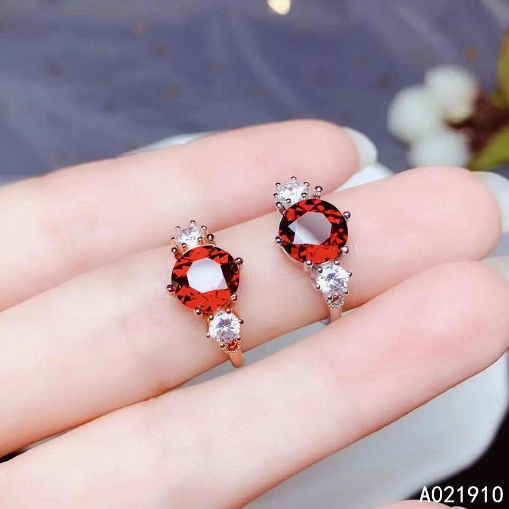 

KJJEAXCMY Boutique Jewelry 925 Sterling Silver Inlaid Natural Garnet Gemstone Ladies Miss Ring Support Detection Noble