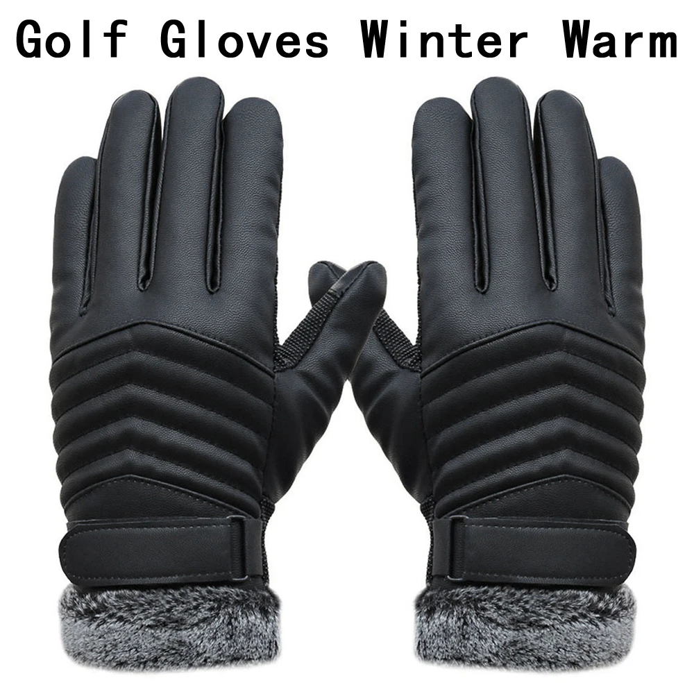 1 pair warm golf gloves black Artificial Touch screen Leather Non-slip winter driving cycling fishing hunting outdoor sports men | Спорт и