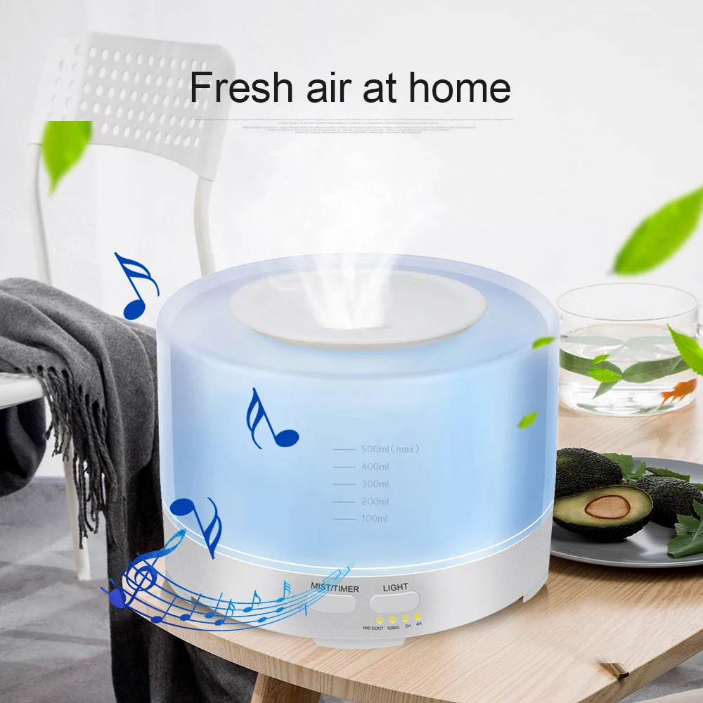aroma diffuser 500ml bluetooth music aroma diffuser led color changing 12w humidifier household ultrasonic humidifier free global shipping