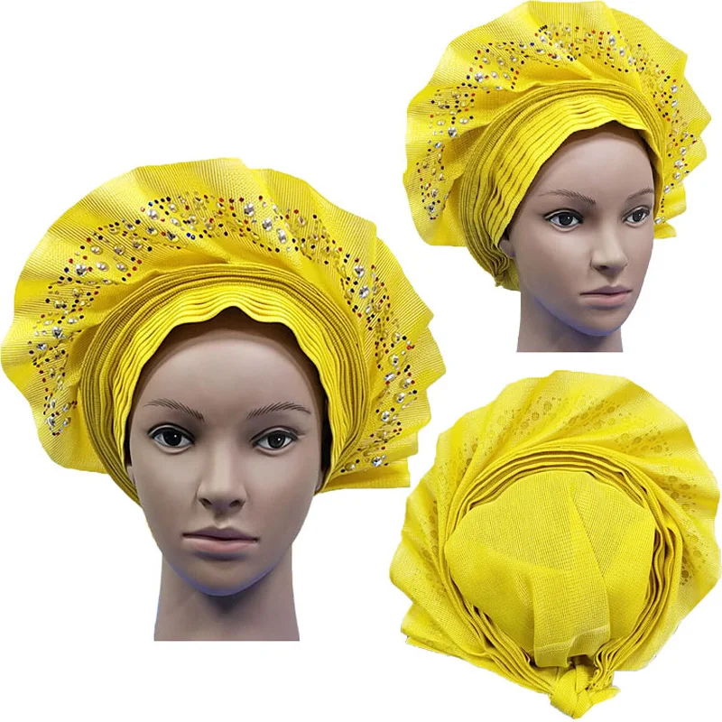 Головной убор Aso Oke Gele в африканском стиле высококачественная нигерийская