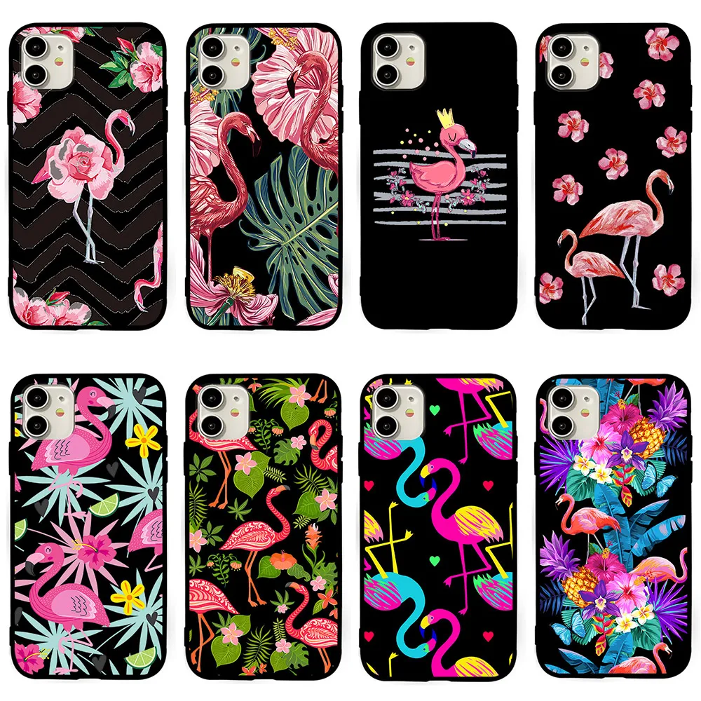 

Мягкий ТПУ чехол для телефона iPhone 13 12 Mini 11 Pro XS Max XR X 8 7 Plus 6S 6 Plus 5S 5 SE 2020 силиконовый чехол с Фламинго Couqe