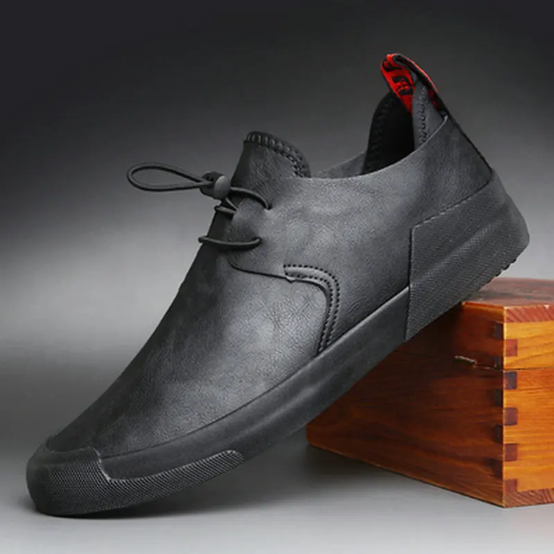 Модные мужские туфли на плоской подошве; обувь из вулканизированной кожи; Zapatos De Hombre; Цвет Черный; Zapatillas; мужская повседневная обувь; кожаные кроссовки; A11-56