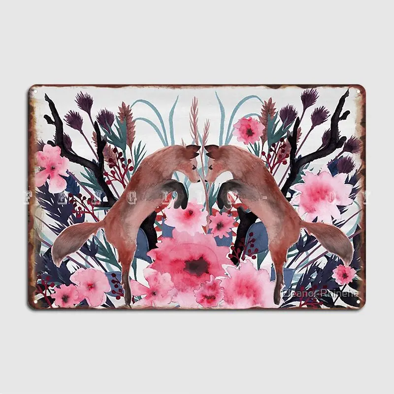

Foxy Field And Flowers Metal Sign Poster Funny Wall Mural Wall Tin Sign Posters