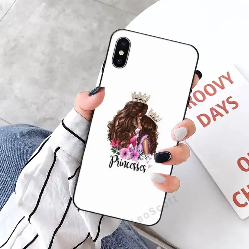 

Baby Mom Girls love pink cartoon Phone Case for iPhone 11 12 pro XS MAX 8 7 6 6S Plus X 2020 XR Mini