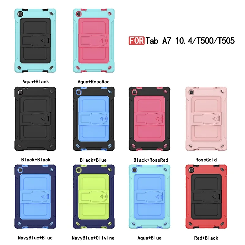 

For Samsung Tab A7 10.4" 2020 Contrast Color Silicone Anti-vibration Case Galaxy Tab A7 10.4" 2020 SM-T500 T505 Stand Cover Capa