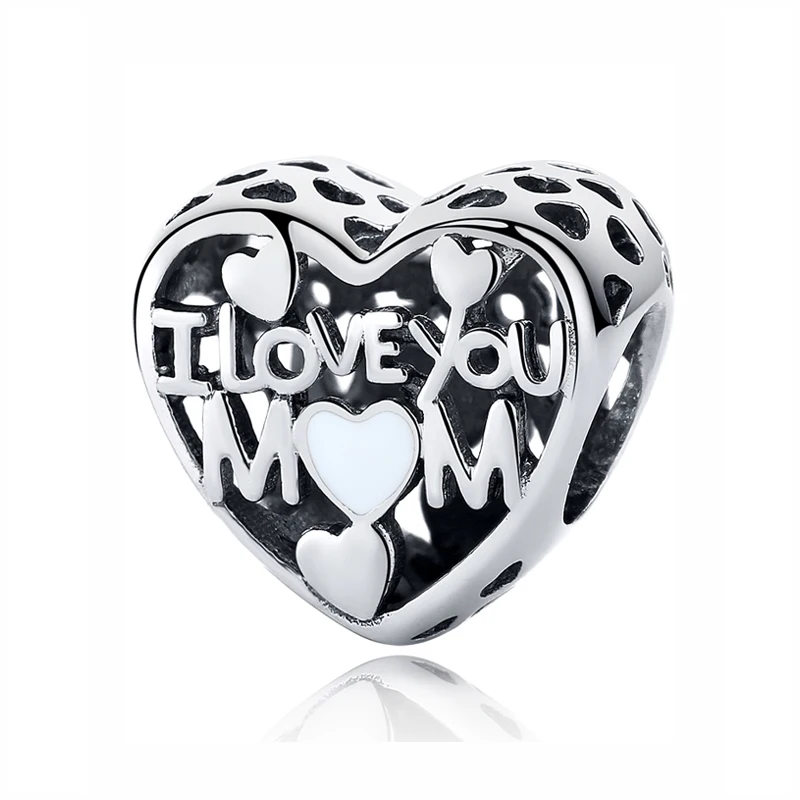 I Love My Mom 3 925 пробы, серебряный шарм, бусина, идеальная для мамы, для дома, подвеска в виде сердца, любовь, Подходит для Пандора, браслеты для женщин, сделай сам, ювелирное изделие - Цвет: I Love My Mom 3