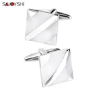 SAVOYSHI роскошные белые опаловые запонки для мужских рубашек, высококачественные запонки, свадебные подарочные ювелирные изделия, Бесплатная гравировка