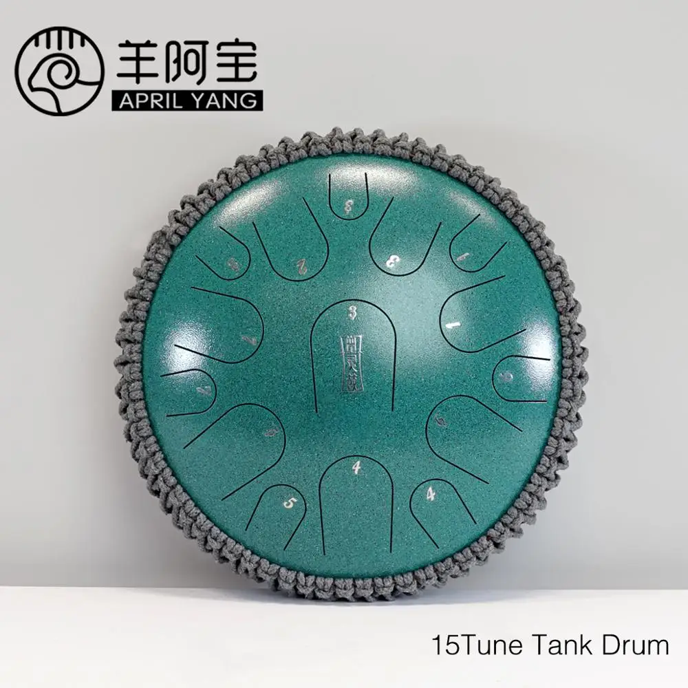 15 Tune Hand Pan Tank Drum 13 Inch Steel Tongue Pad Sticks Carrying Bag Free music sheet |