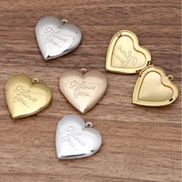 30pcslot fashion copper heart i love you photo frame locket charms frame lockets pendants for diy jewelry making gift