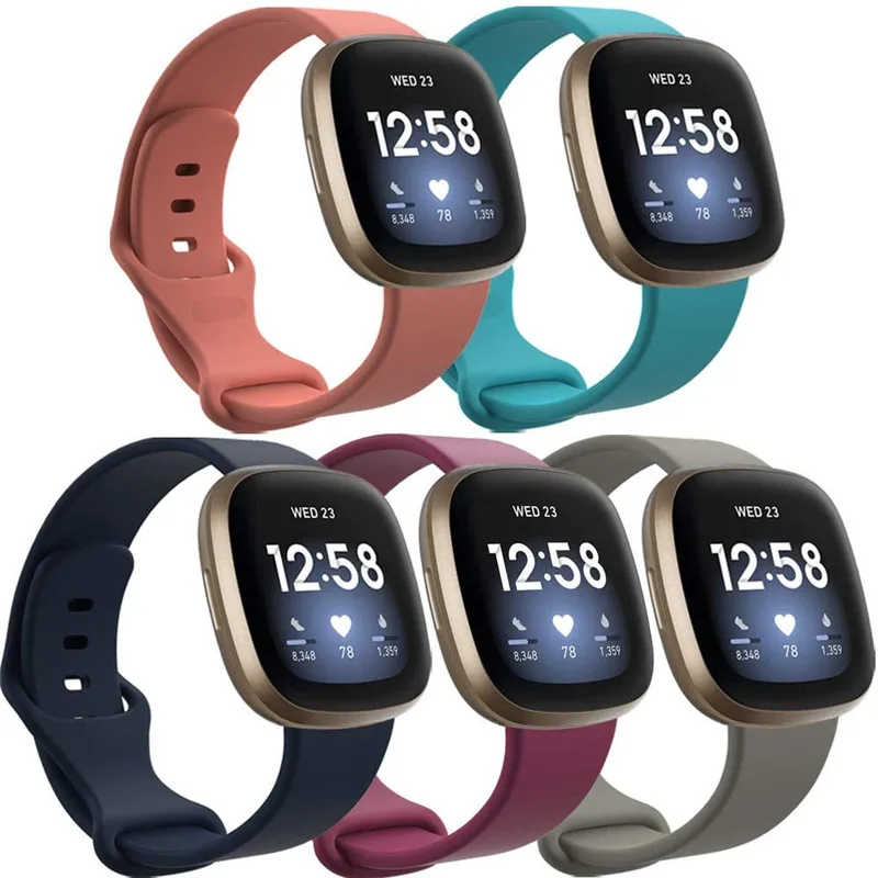 

(5 Pack) Wrist Strap For Fitbit Versa3 Smart Watch Band Silicone Bracelet Sport Replaceable Straps For Fitbit Sense Correa Bands