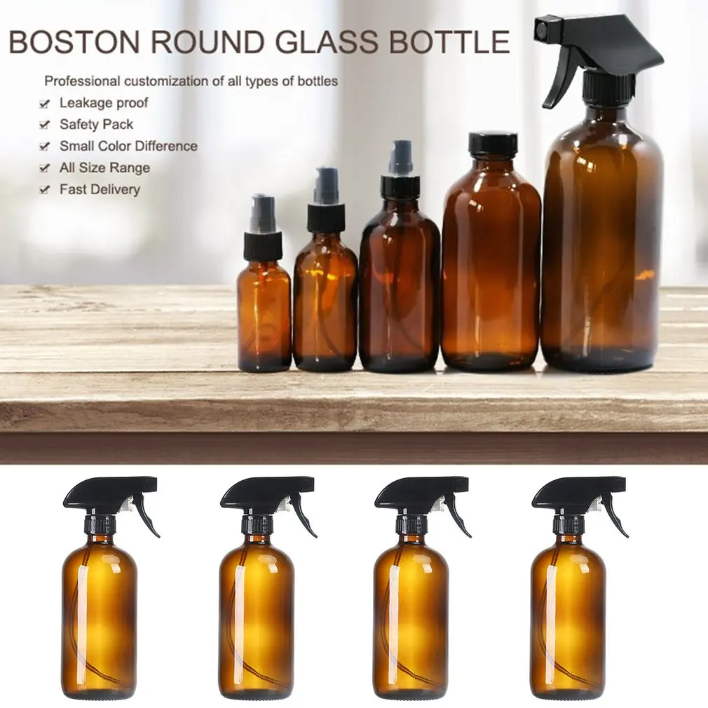 

500ml Refillable Press Pump Glass Spray Bottle Oils Liquid Container Perfume Atomizer Travel