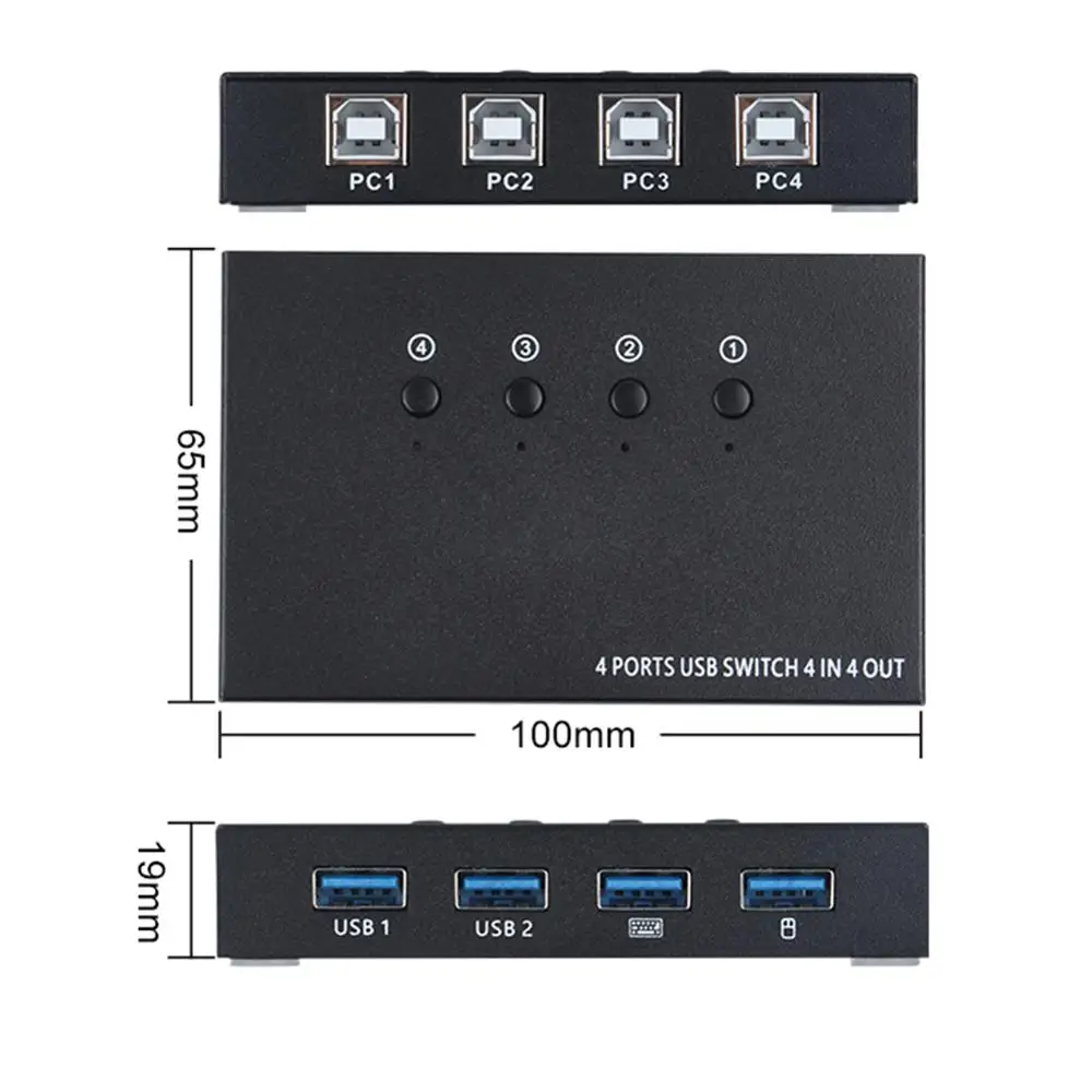 USB-переключатель KVM Switch Box 4 USB 2 0 разделитель для ПК разветвитель клавиатуры мыши с