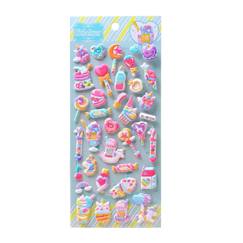 Pegatinas 3D de dulces y dulces para ni&ntilde;os y ni&ntilde;as, pegatinas de juguete hinchadas para &aacute;lbum de recortes, pegatinas para diario, Kawaii, regalo-4