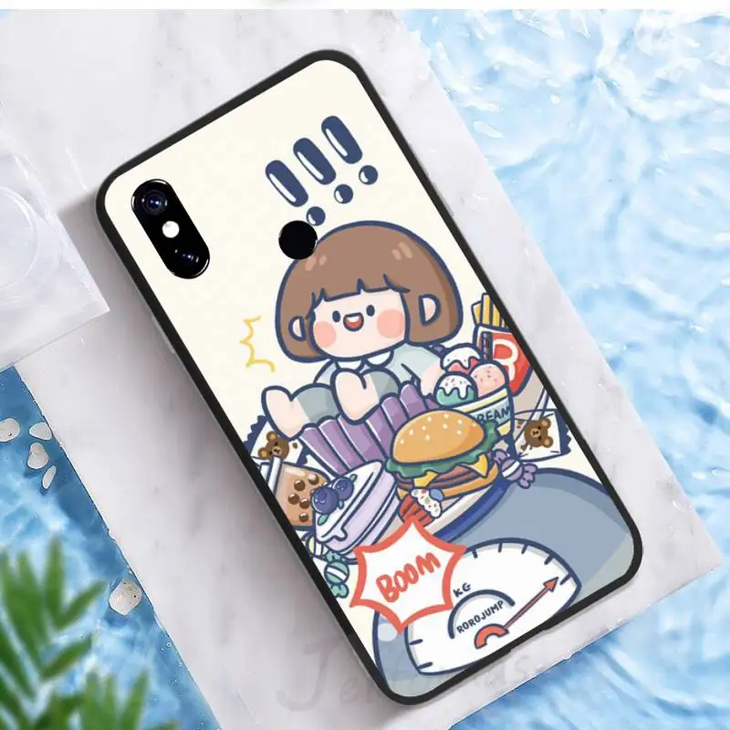 

Phone Case For Xiaomi Redmi note 7 8 9 pro 8T 9A 9S Mi Note 10 Lite pro Cute anime girl snacks