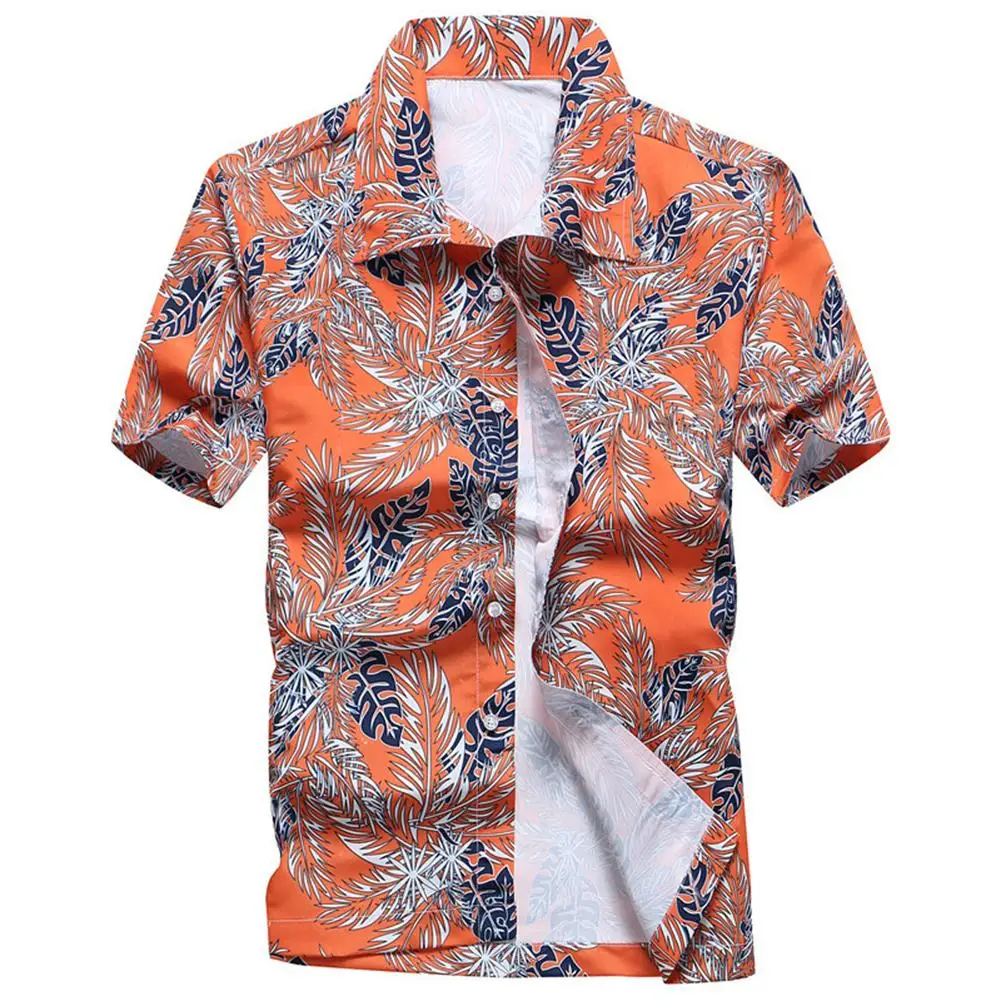 

Shirts Plus Size Hawaiian Summer Beach Men Buttons Turn Down Short Sleeve Shirt Top