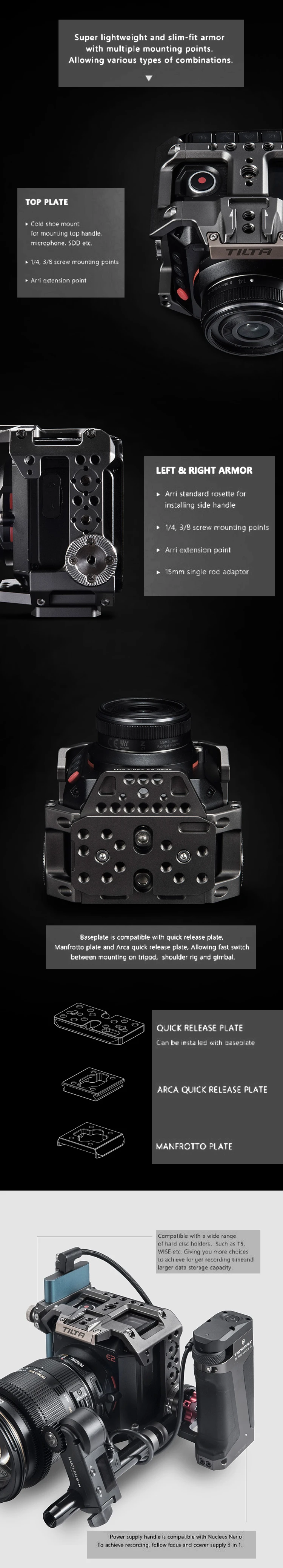Tilta клетка для камеры Z-cam E2 клетка с боковой ручкой R/S функция Z Cam E2 клетка для камеры vs SmallRig Portkeys LH5 HDR монитор
