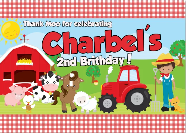 

7x5FT Classic Granja Farm Red Barn Happy Birthday Party Personalized DIY Custom Photo Backdrop Background Vinyl 220cm X 150cm