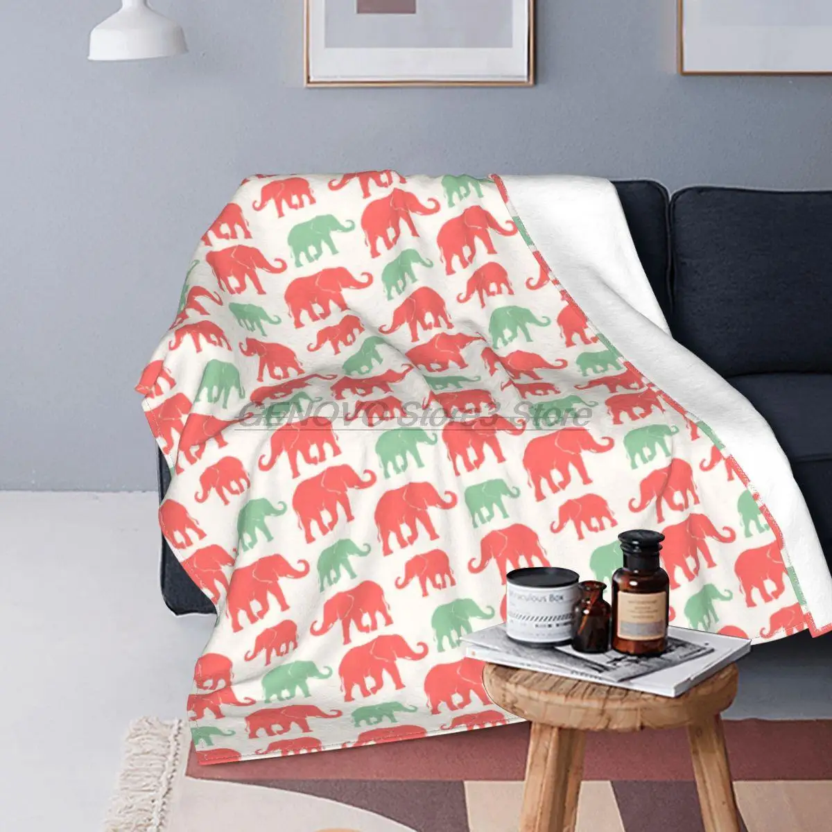 

Silhouette Elefanten Decken Fleece Gedruckt Bunte Tier Tragbare Leichte Dünne Decke für Home Couch Bettdecke
