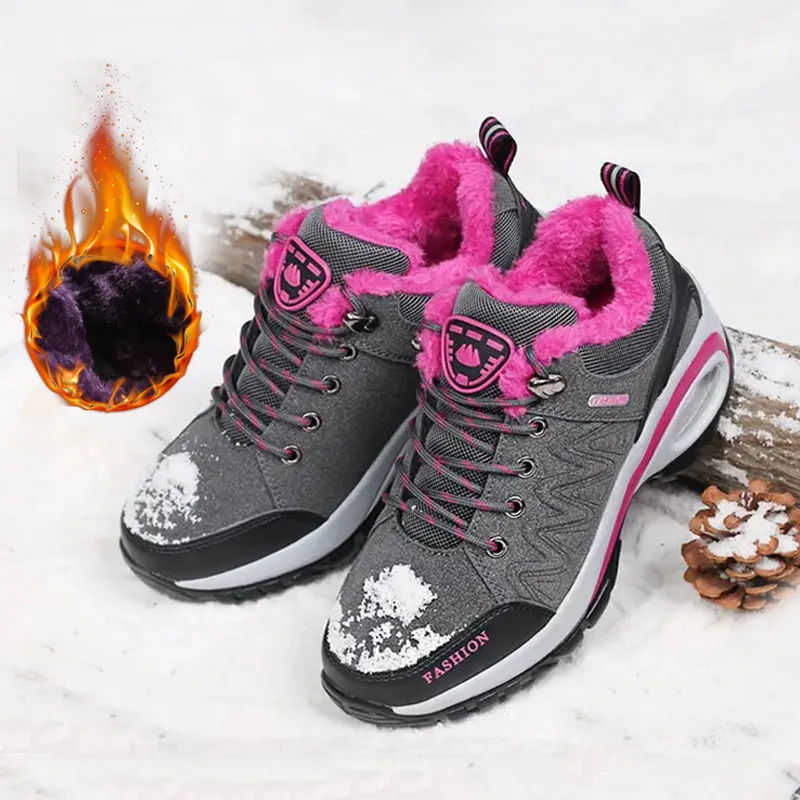 

Winter Waterproof Women Plush Warm Hiking Sneakers Female Non-slip Trekking Shoes Outdoor Sport Climbing Tourism Mountain Boot