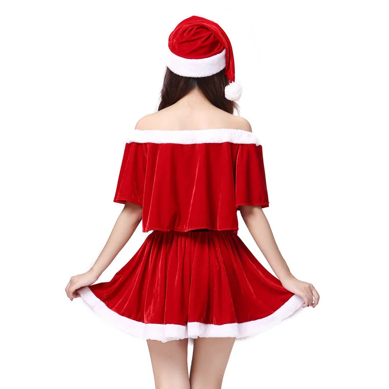 Рождественский костюм красный бархатный Санта Клаус комплект для косплея