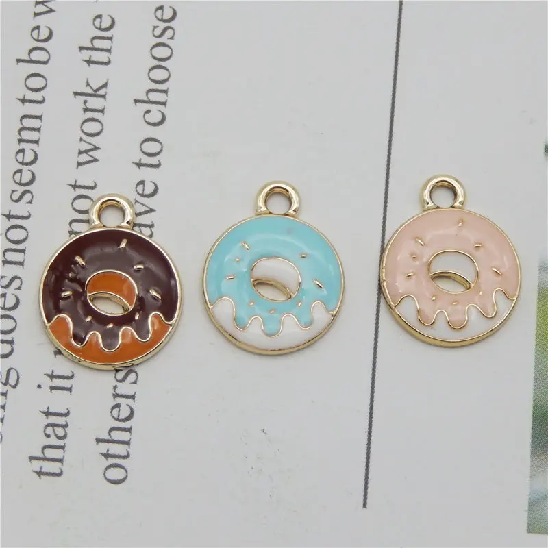 Джули Wang 6 шт. эмаль пончики подвески из цинкового сплава цинковый сплав Золото