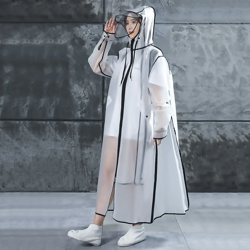 

Transparent Rain Jacket Motercycle Women Waterproof Rain Coat Men Plus Size Portable Impermeables Para Mujer Rain Suit LL50YY