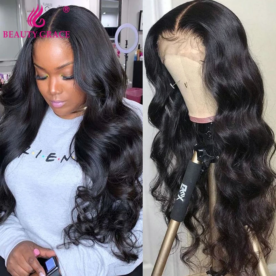 30 Inch Glueless Brown Body Wave Lace Front Wig Brazilian Natural Human Hair Wigs For Women Bodywave T Part Lace Frontal Wig