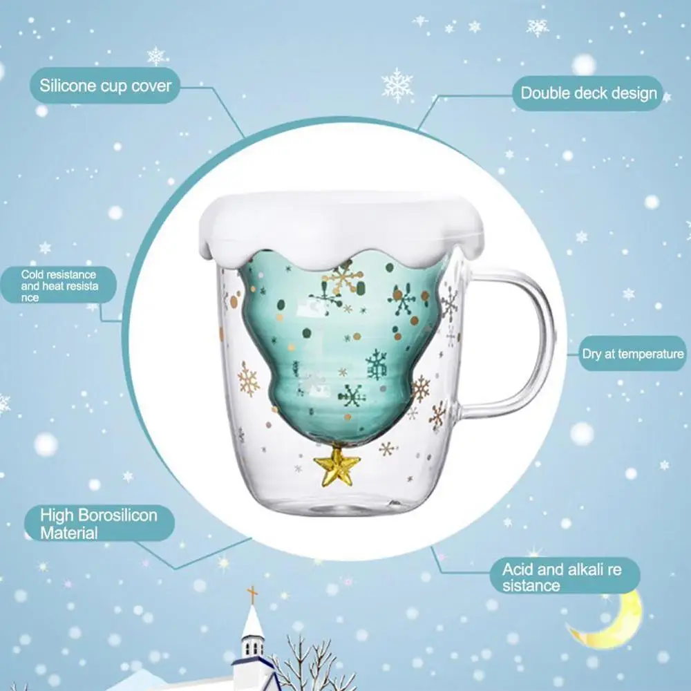 Рождественская двухслойная стеклянная чашка елка звездная желаний стеклянные