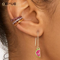 6pcs ear cuff set fashion small earring for women colorful cubic zirconia clip earring stackable cartilage earring no pierced
