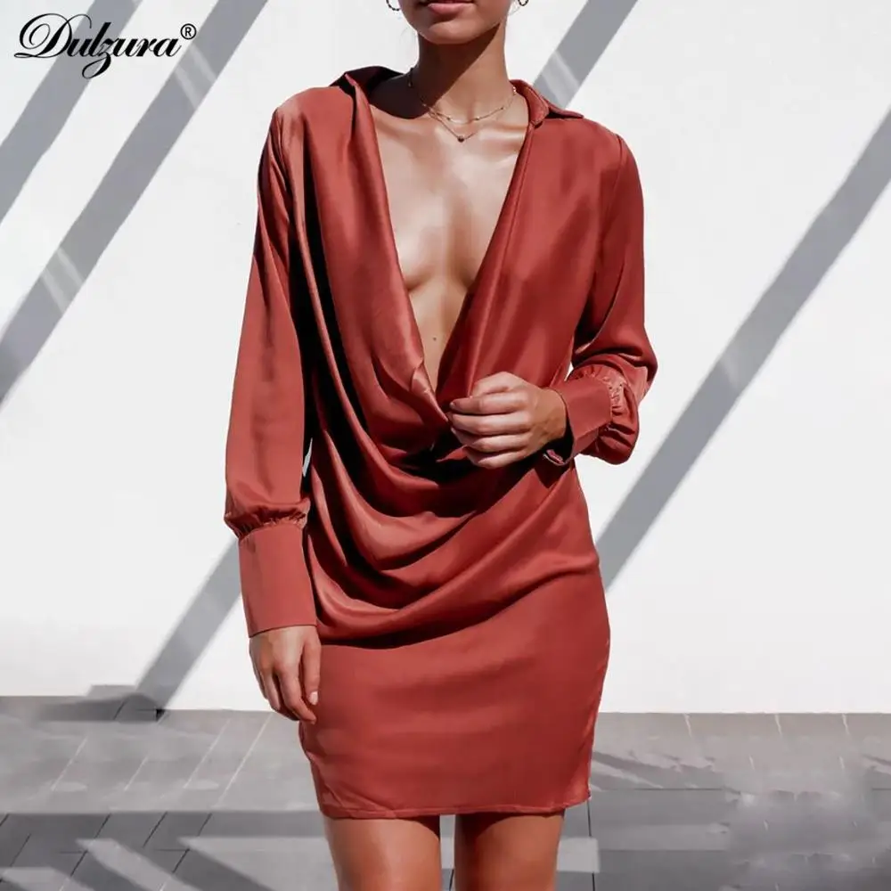Dulzura 2019 на осень-зиму женское мини платье-футболка сексуальная с длинными