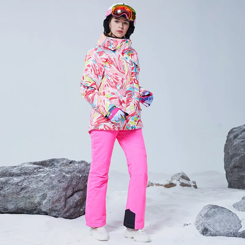 Ladies Snowboard Skiing Suits Windproof Waterproof Thermal Breathable Jacket and Pants Ski set Outdoor Mountaineering Clothing |