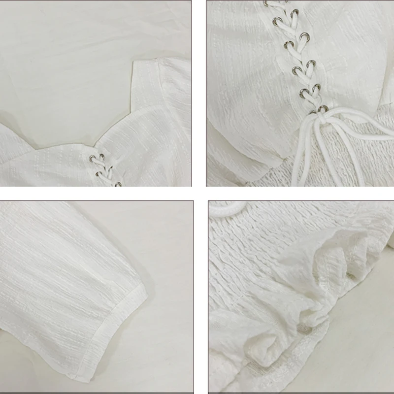 

Blouses Women Solid Elegant Popular Tender Chic Lace-up Temperament Mellow Simple All-match Lovely Slim Summer Crop Tops Ladies