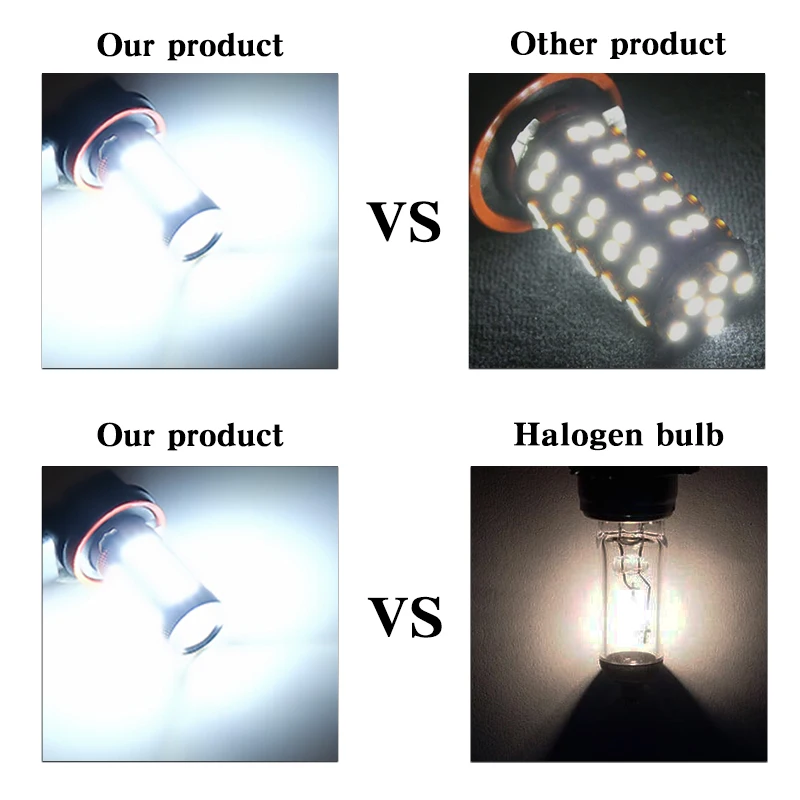 

2x H11 LED 9006 Car LED HB4 H8 fog Light Bulb 2835SMD 1200LM 12V Auto Driving Running Lamp White 6000K