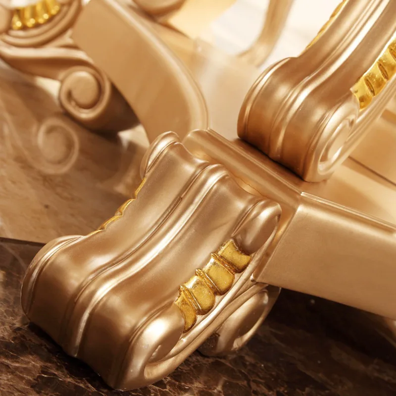 

European luxury round dining table chair combination dining table all solid wood carved villa with turntable