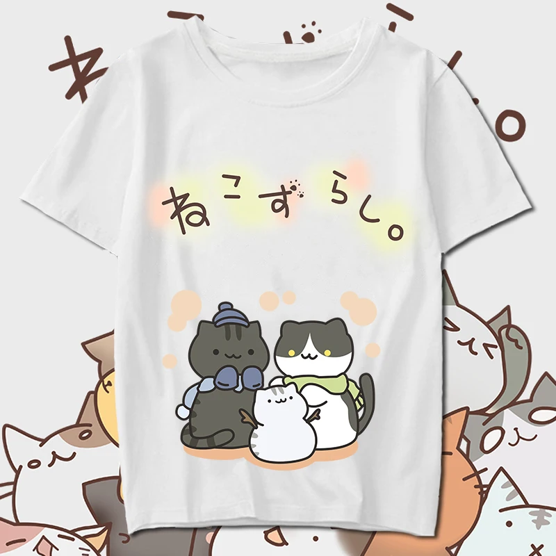 Футболка для косплея из японского аниме Неко ацумэ летняя футболка с мультяшным