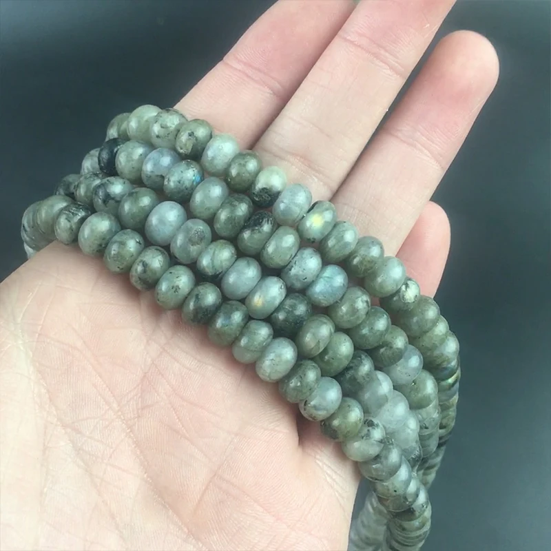

5*8mm Natural Stone Labradorite Jades Round Rondelle Beads For Jewelry Making DIY Chrams Bracelet Ear Studs About 70pcs