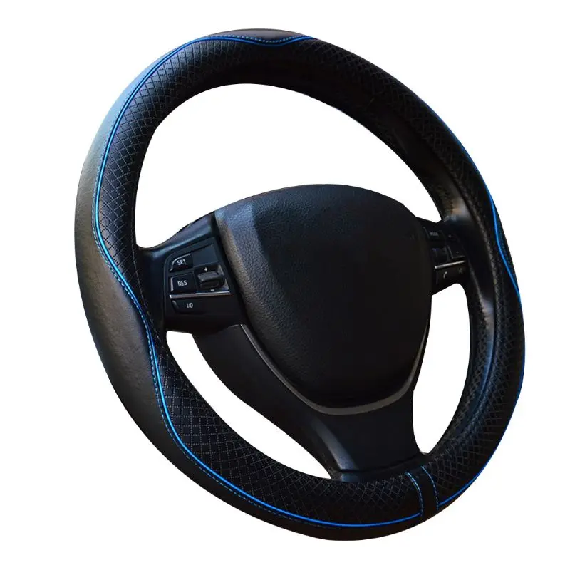 

Embossed Leather Car Steering Wheel Cover Anti-slip Breathable Sweat Absorption Dropship