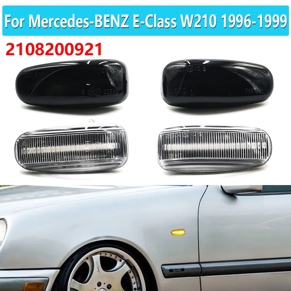 

1 пара Автомобильных СВЕТОДИОДНЫХ динамических боковых габаритных огней указателей поворота последовательная фара указателя поворота для Mercedes-BENZ E-Class W210 C-Class W202 W208