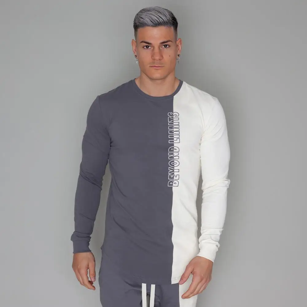 

2019 Men Compression Shirts Skinny t shirt Long sleeve T-shirt Gyms Fitness Tee Tops Male Sportswear Brand Clothing