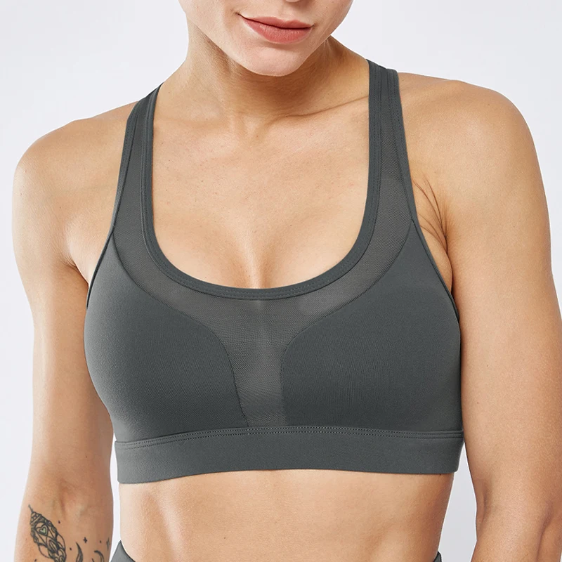 Back pocket sports yoga bra women GYM shockproof exercise fitness bras Mesh Splicing Sports running Underwear | Спорт и развлечения