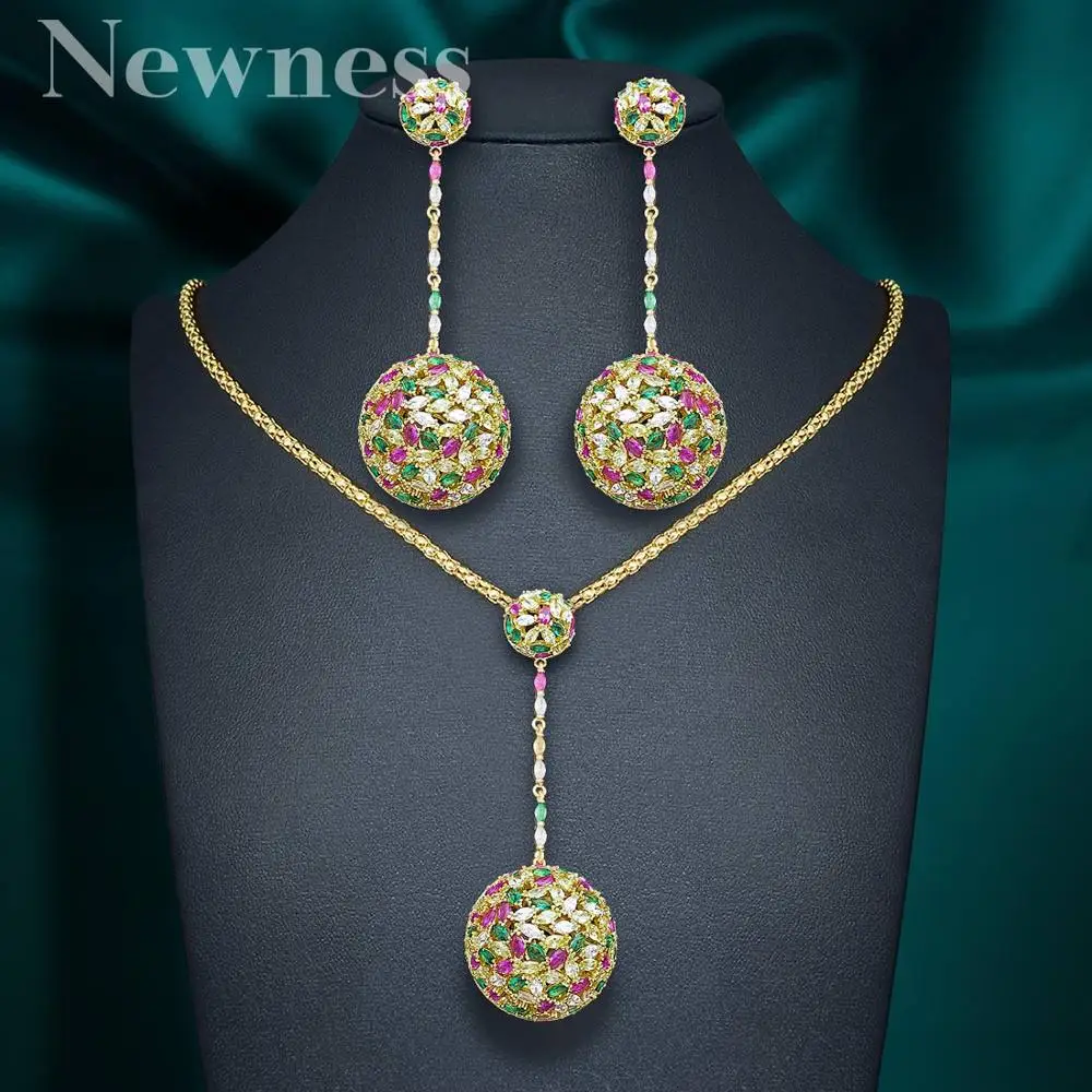 

Newness new arrive Luxury Disco Balls Nigerian Necklace Earring Jewelry Sets For Women Wedding Indian Dubai Bridal Jewelry Sets