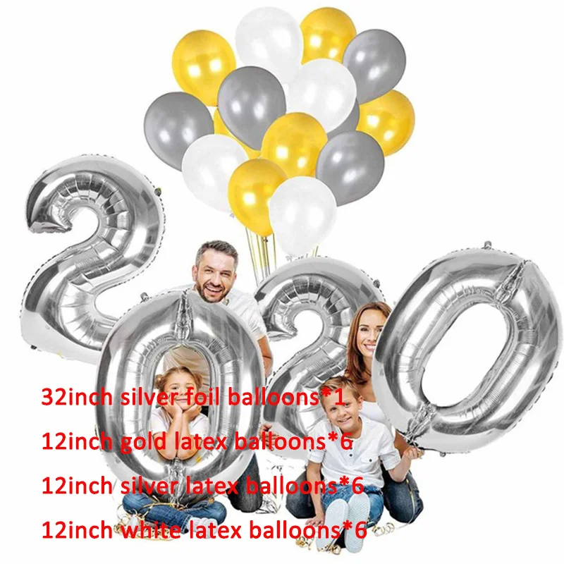 40 дюймов воздушные шары из фольги в виде цифр Happy год серебро Globos рождественские украшения для дома год s Eve вечерние поставки