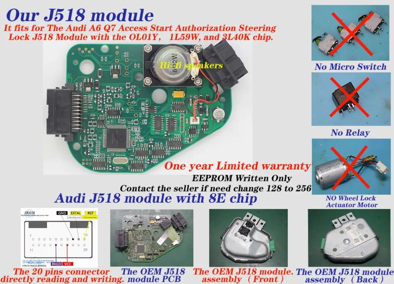 Car Steering Wheel Lock Simulator J518 ELV EIS N360 Steer Column Emulator for Audi A6 Q7 C6 VVDI CG100 R270 Xprog Programmer | Автомобили