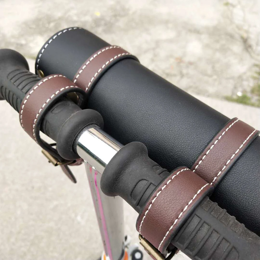 

2Pcs Universal PU Leather Motorcycle Roll Saddle Adjustable Mounting Straps Motorcycle Front Fork Bag Saddlebags Retro Bag