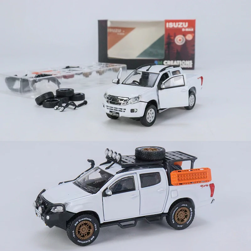 

Модель автомобиля 1:64 Pop игрушки BM ISUZU 2016 D-Max коллекция литых под давлением автомобилей-белый левый руль