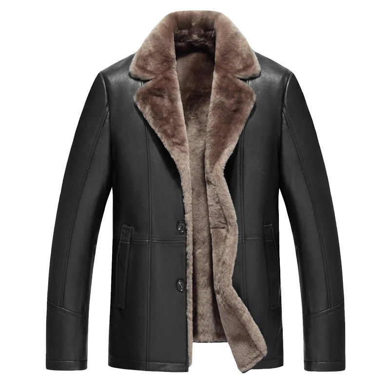 

Autumn Winter Genuine Sheepskin Leather Jacket Natural Lamb Fur Liner Parka Coat Men Real Leather Shearling Fur Jacket/Coat A191